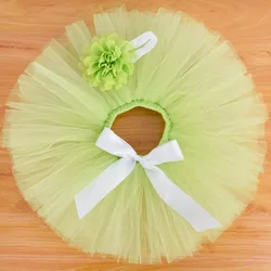 Lime Green Baby Girls Tutu Skirt & Headband Set Newborn Photo Prop Costume Infant Fluffy Baby TUTU Outfit For 0-12M