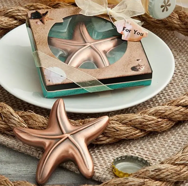 Vintage Airplane Starfish Bottle Opener Bridal Shower Wedding Favor Hawaiian Tropical Beach Ocean Theme Party Bag Filler 30pcs