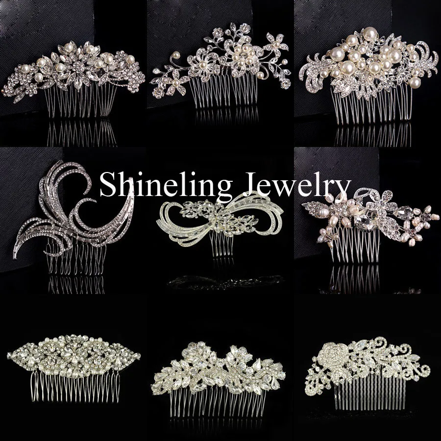 

SLBRIDAL Gorgeous Alloy Rhinestones Bridal Wedding Hair Comb Crystal Pearls Bridesmaids Hair Accessories Women Hair Jewelry