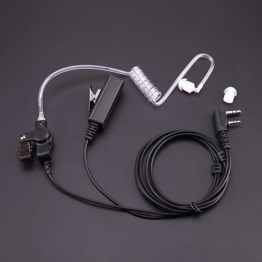 ALLOYSEED 2 Pin Covert Acoustic Tube In Ear Earpiece PTT Mic Headset For Kenwood Baofeng UV-5R BF-888S Two Way Radio Accessories