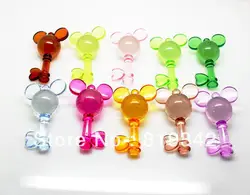 Free Shipping 20pcs/lot Random Mixed 45x28mm Charm Mickey Head Transparent Acrylic Key Pendants Wholesales