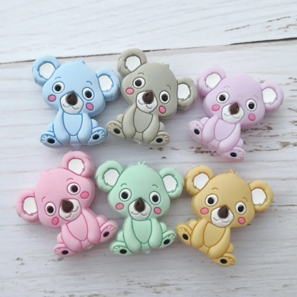 LOFCA 50pcs Silicone Beads Mini Koala Cute Fashion Jewelry Beads  Keychain Necklace Accessories for making jewelry