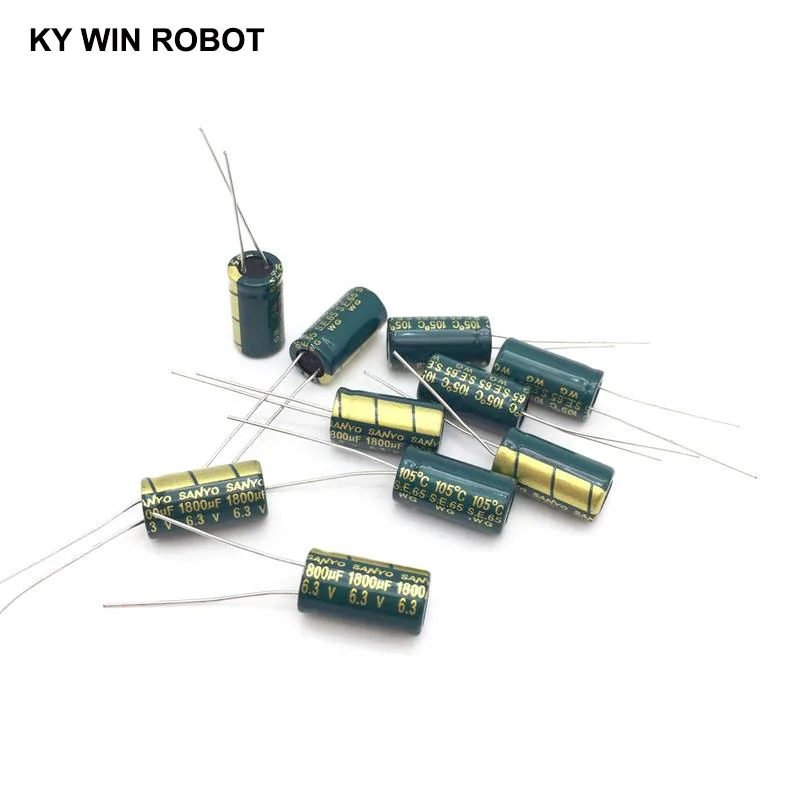 10 Buah Kapasitor Elektrolitik Aluminium 1800 UF 6.3 V 8*16 Mm Frekuensi Tinggi Kapasitor Elektrolitik Radial