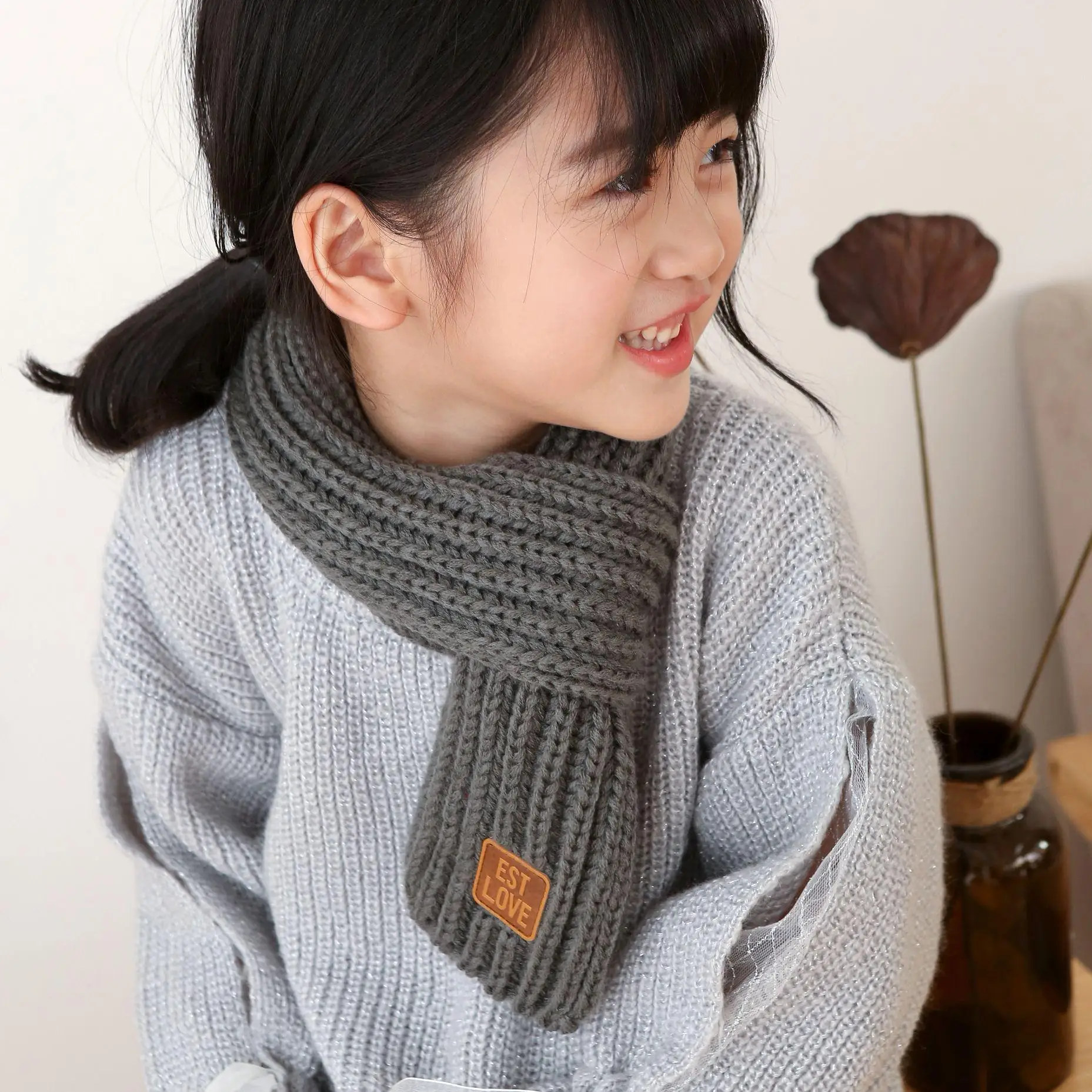 COKK – écharpe en tricot pour enfants, pour garçons et filles, châle chaud d\'hiver pour femmes, accessoires pour parents, bon marché