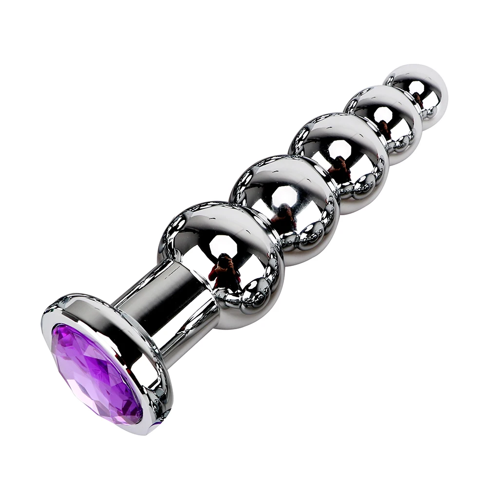 IKOKY Metal Anal Beads Prostate Massage Stainless Steel Butt Plug Heavy Anus Beads with 5 Balls Sex Toys for Men and Women Gay