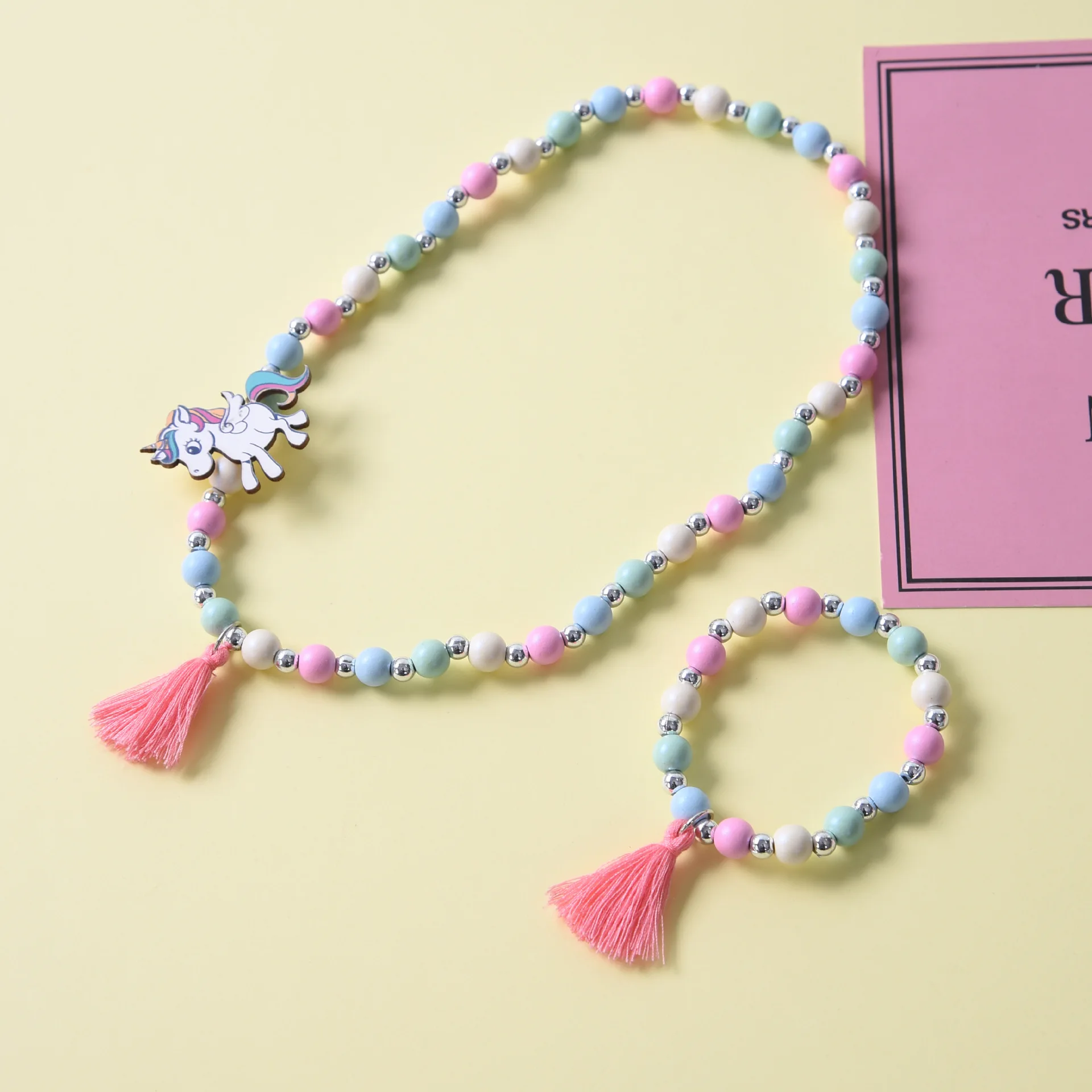 Cute Unicorn Cartoon Flower Children\'s sweater necklace bracelet for children gift  cp2649
