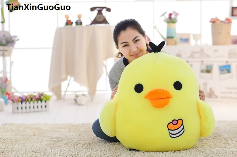 large 55cm cartoon chick plush toy yellow chick soft doll throw pillow birthday gift s0353