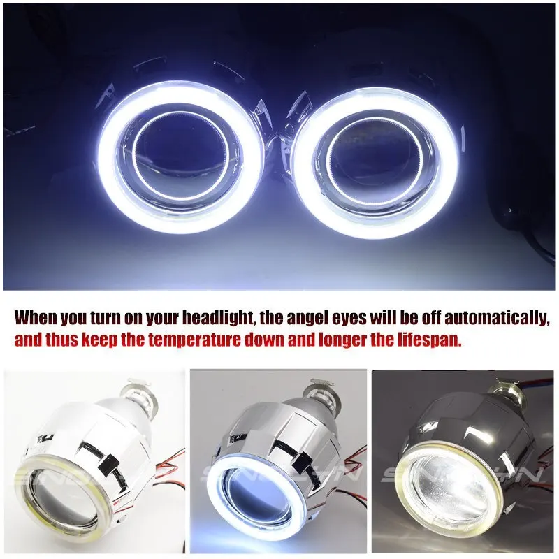 Sinolyn 2.5 Inch Angel Eyes Mini Projector Lenses For Headlights H7 H4 Bi Xenon Full Kit For Car Lights Accessories Motorcycle