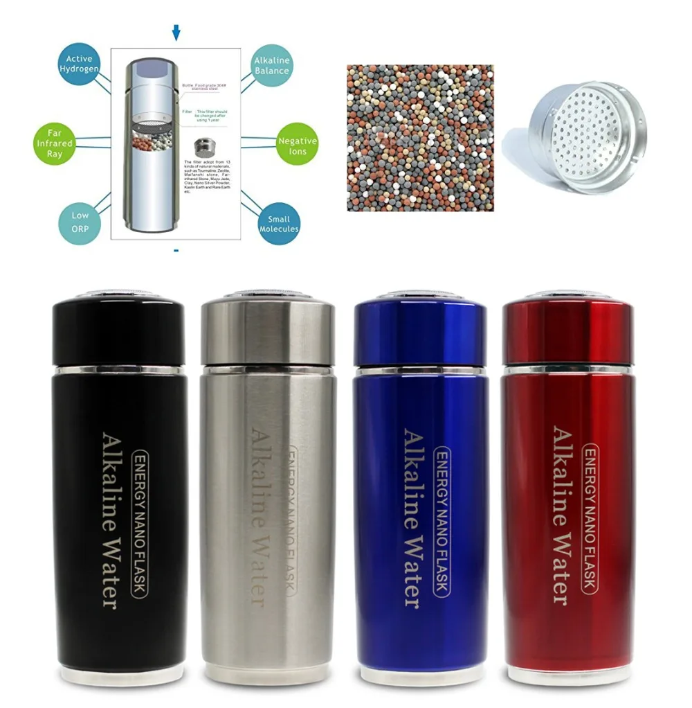 Hydrogen Negative ION Water Ionizer Alkaline Energy Flask Dual Filter Health Care