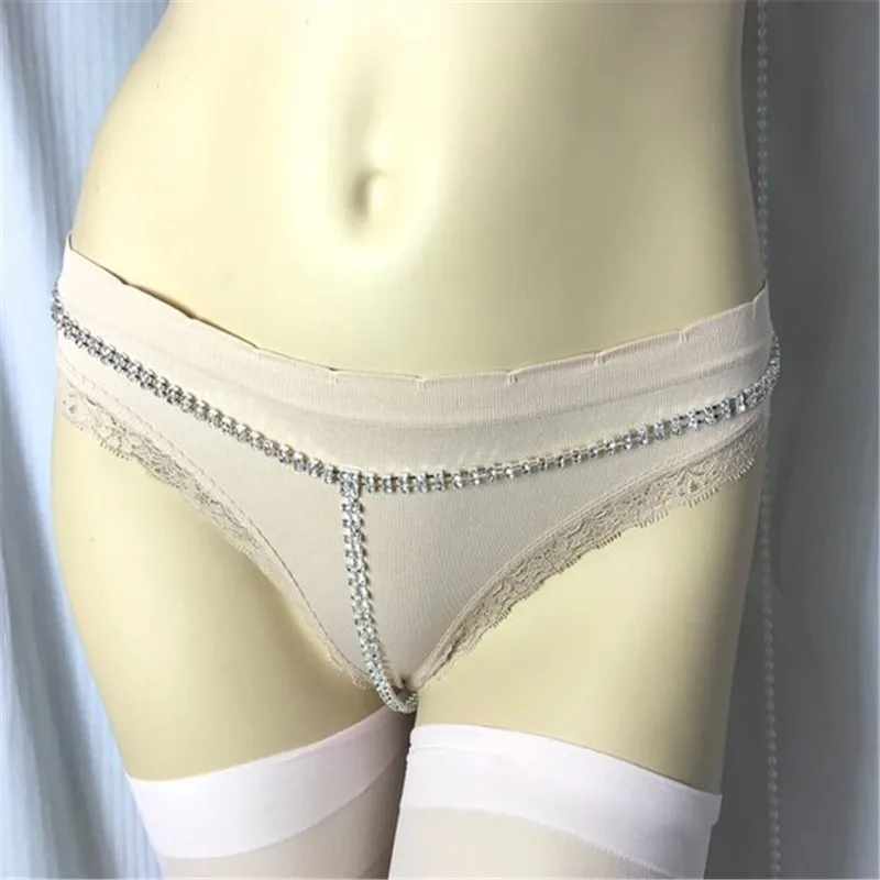

Sexy Simple Rhinestone Bikini Thong Panties Chain Valentine's Day Erotic Underwear Chain Crystal Body Jewelry For Women Couple