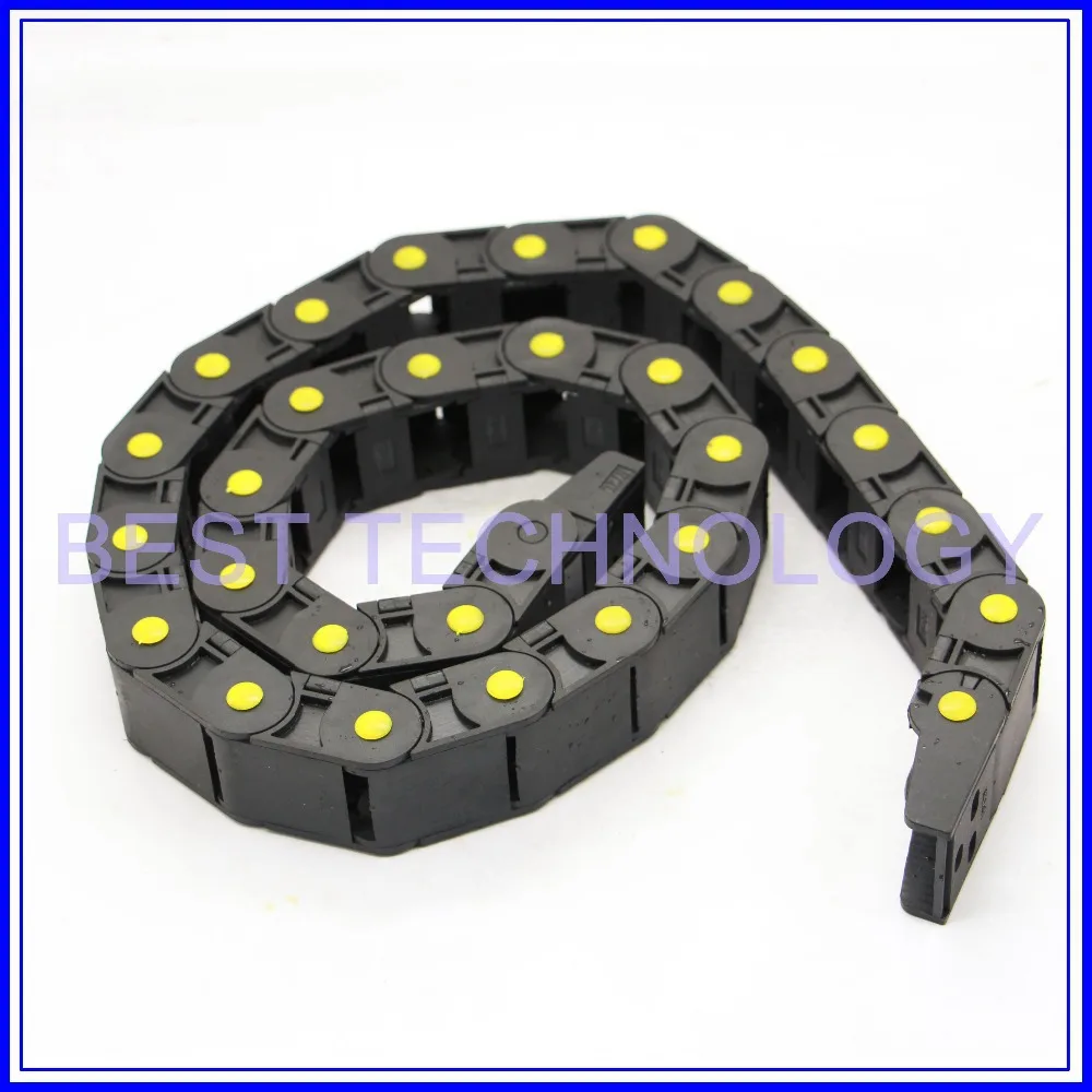 Series 18 x 25mm 37mm  50mm length L1000mm Plastic Cable Drag Chain Wire Carrier with end connectors plastic towline Semi Closed