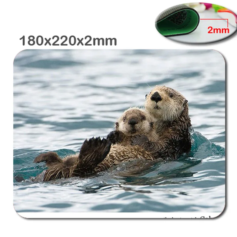 Quick print Sea Otters Personalized Style Custom Oblong Gaming Mousepad Standard Size 220*180*2mm Gaming Mouse Pad Office  Gift