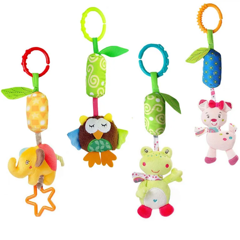 Baby Toys Animal elephant rabbit owl frog Soft Rattles Bed Crib Stroller Music Hanging Bell kids Stuffed Toys I0043