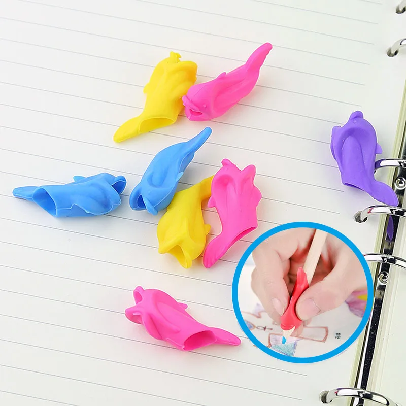 5Pcs Hold Drawing Pencil  Silicone Dolphin Fish Children's Creativity Kids Students Pencil Writing Drawing Protect Finger Toys