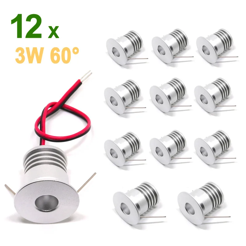 12pcs/lot stairway led downlight lamp DC3V 3W ceiling wall recessed small led down lights hole-cut D0.91inch 5-year warranty