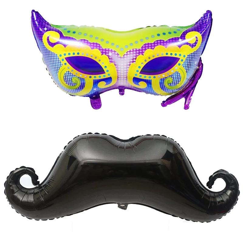 1 Pcs Dance Mask Anagram Carnival Foil Balloons Giant Beard Party Decoration Balloon Kids Toy Gifts Masquerade Party Shower