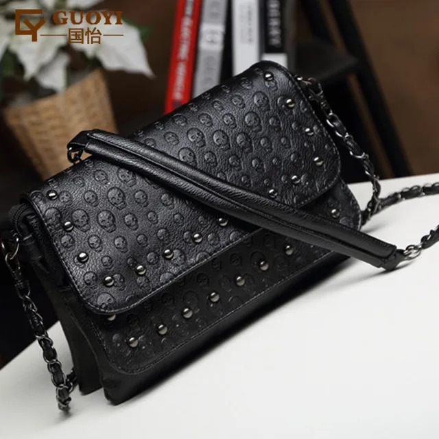 JIEROTYX styl angielski czaszka kobiety Crossbody torba skóra mała czaszka łańcuch torby na ramię luksusowa kopertówka torebki damskie projektant Drop