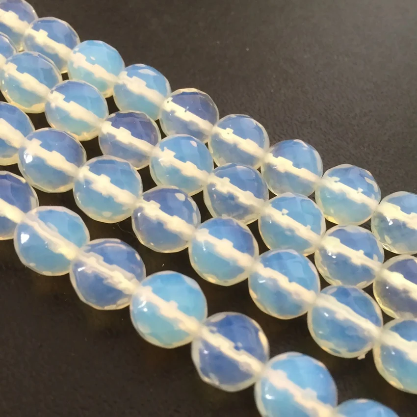 Faceted round white opal moonstone crystal 4mm 6mm 8mm 10mm 12mm 14mm 16m charms wholesale loose beads jewelry 15 inch GE4010