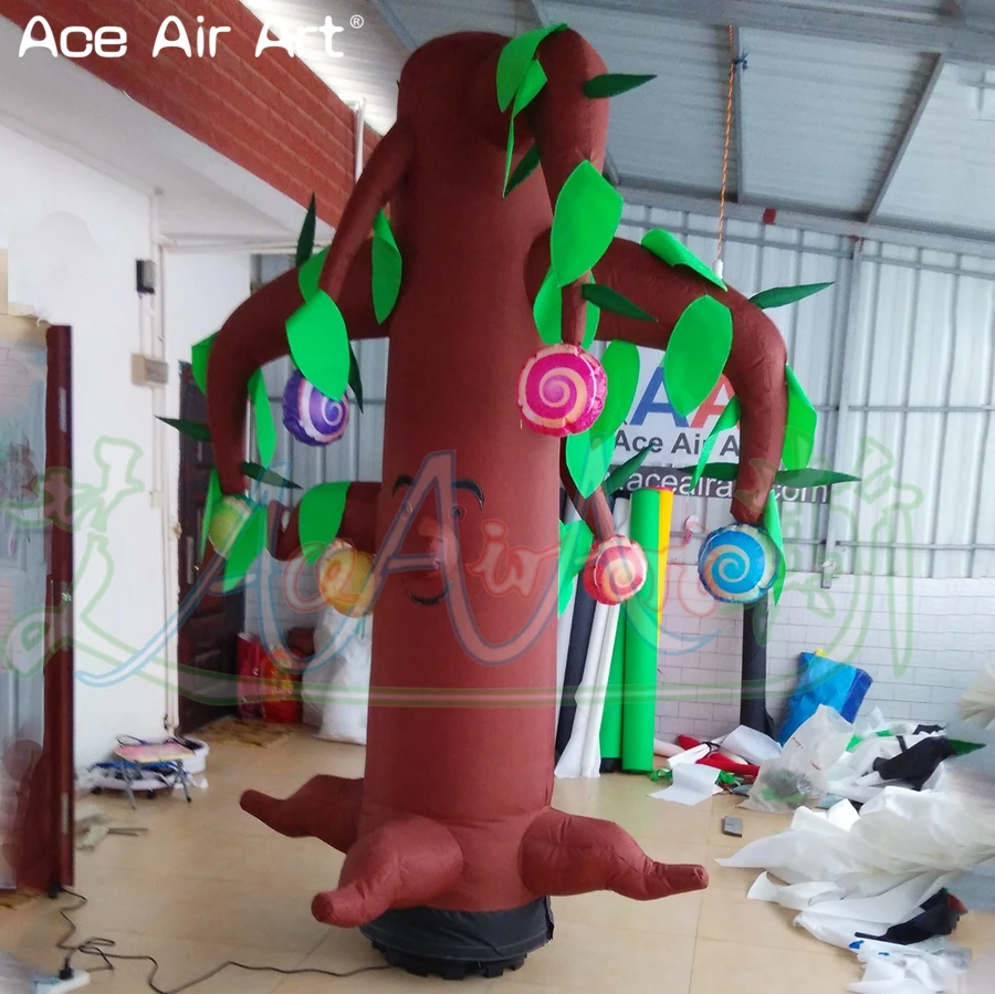 Customized 3m H Durable and Elegant Designed Inflatable Halloween Tree Model Hanging Lots of Candy and Base Blower Can Add Light