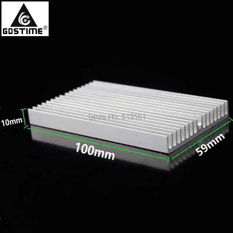 Gdstime-وحدة المشتت الحراري من الألومنيوم ، زعنفة تبريد لمضخم طاقة عالية ، ترانزستور ، أجهزة أشباه الموصلات ، 100x60x10mm