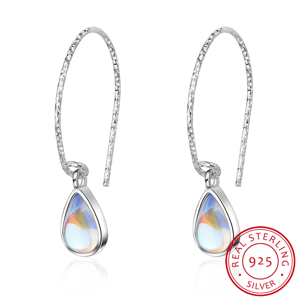 Moonstone Water Drop Earrings For Women 925 Sterling Silver Ear Jewelry Boucle D'oreille Oorbellen S-e655