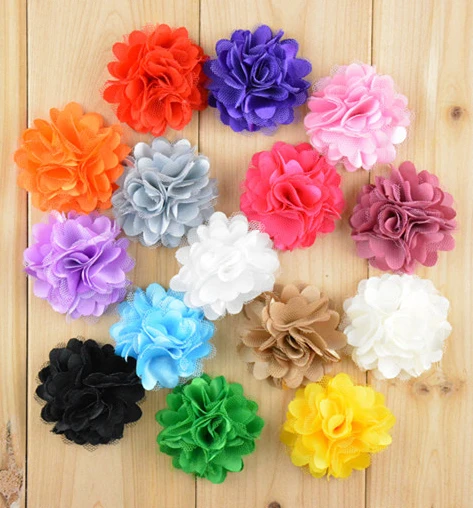 

300 pcs/lot Chic Chiffon Flowers for DIY Hair Accessories women dress apparel accessories