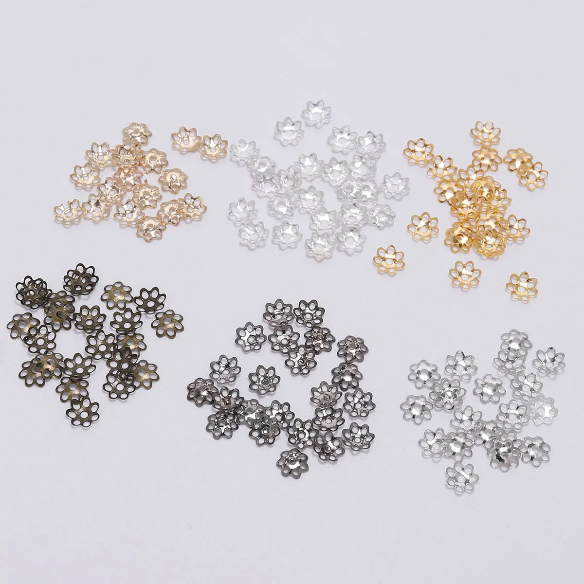 600pcs/Lot 6mm Hollow Flower Cone End Beads Cap Filigree Loose Spacer Beads Caps Cone For DIY Jewelry Finding Making Accessories