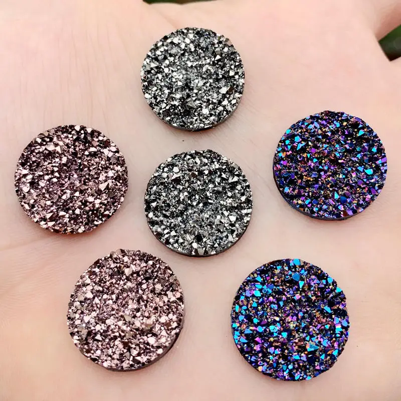 New Fashion 20mm 15pcs/Lot AB Colors Natural ore Style Flat back Resin Cabochons For Bracelet Earrings accessories -A58