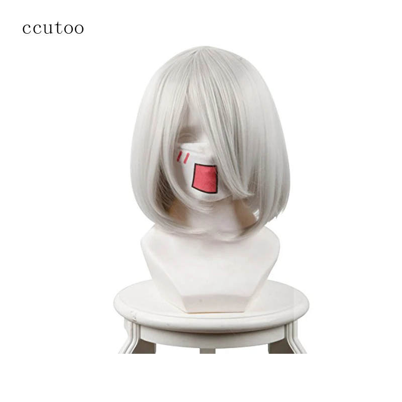 ccutoo 35cm Female's Silver Grey Short Bobo Styled Synthetic Hair Cosplay Full Wigs NieR:Automata 2B YoRHa No. 2 Type B Heroine