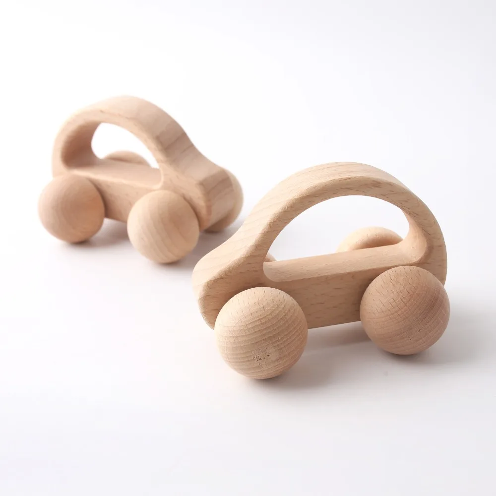 2Pc Baby Houten Auto Speelgoed Bpa Gratis Food Grade Houten Tandjes Speelgoed Kerstcadeau Baby Verpleging Accessoires Voertuig Blokken