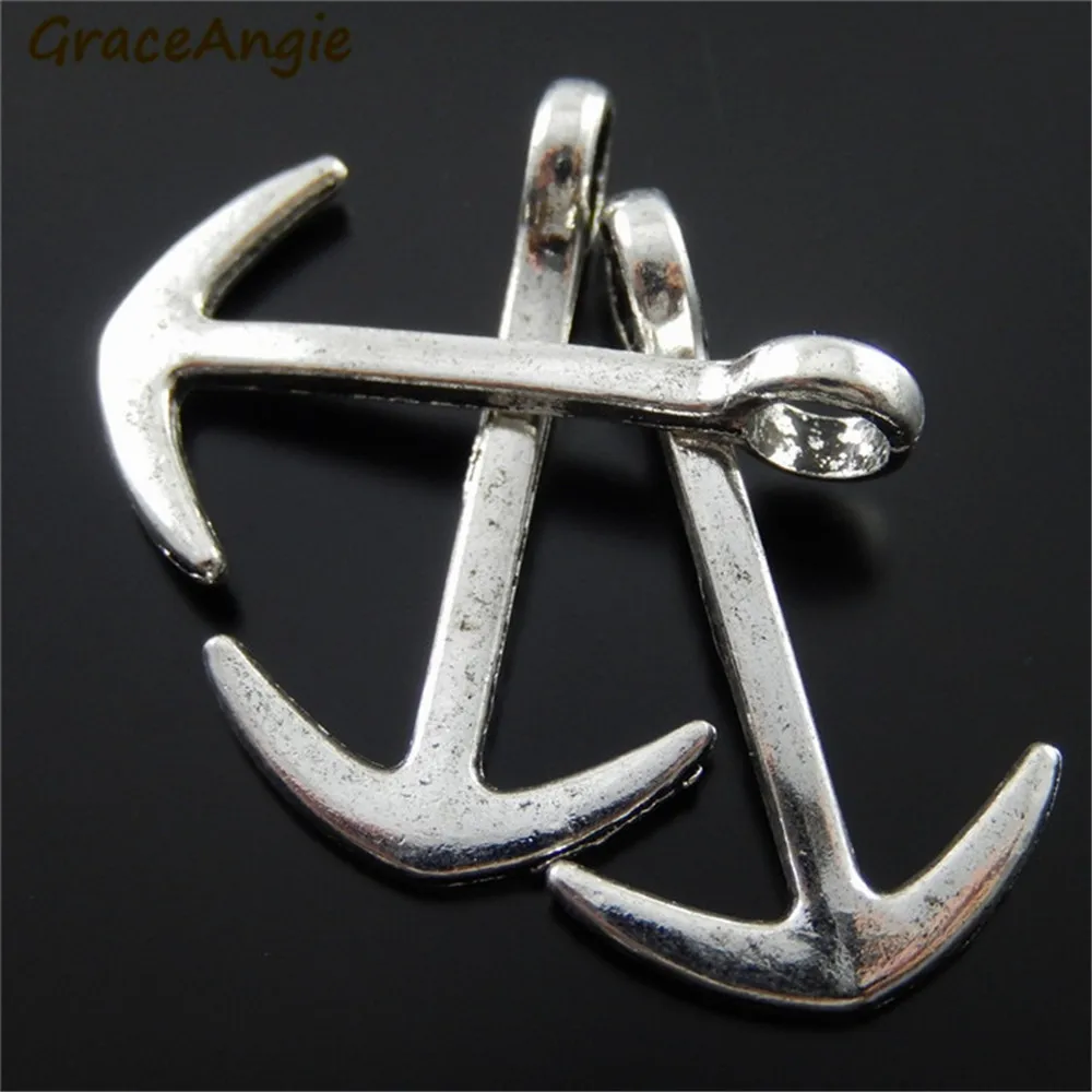 Wholesale 10pcs Best Selling Exquisite Anchor Charms Silver Color Metal Jewelry Making Accessory Necklace Bracelet Pendant