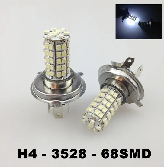 2PCS Auto LED H4 68 SMD 3528  fog lamp H4 headlight LED motorcycle headlight