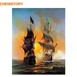 CHENISTORY Seascape Sailing Boat Europe Art Canvas Painting DIY Painting By Numbers Oil Painting On Canvas Home Decor 40*50cm
