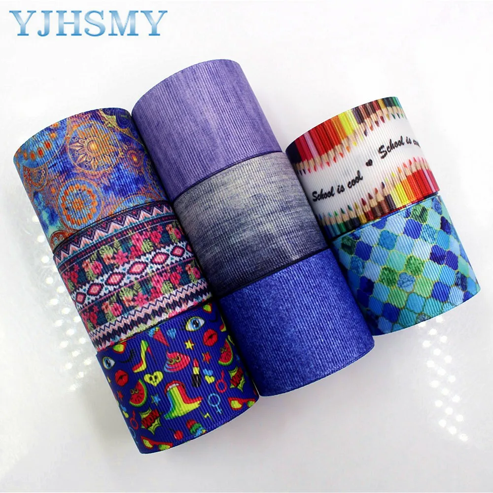 YJHSMY C-171005-579,38 mm 5 Yards geometric Thermal transfer Printed grosgrain Ribbons,clothing Accessories DIY wrap Material