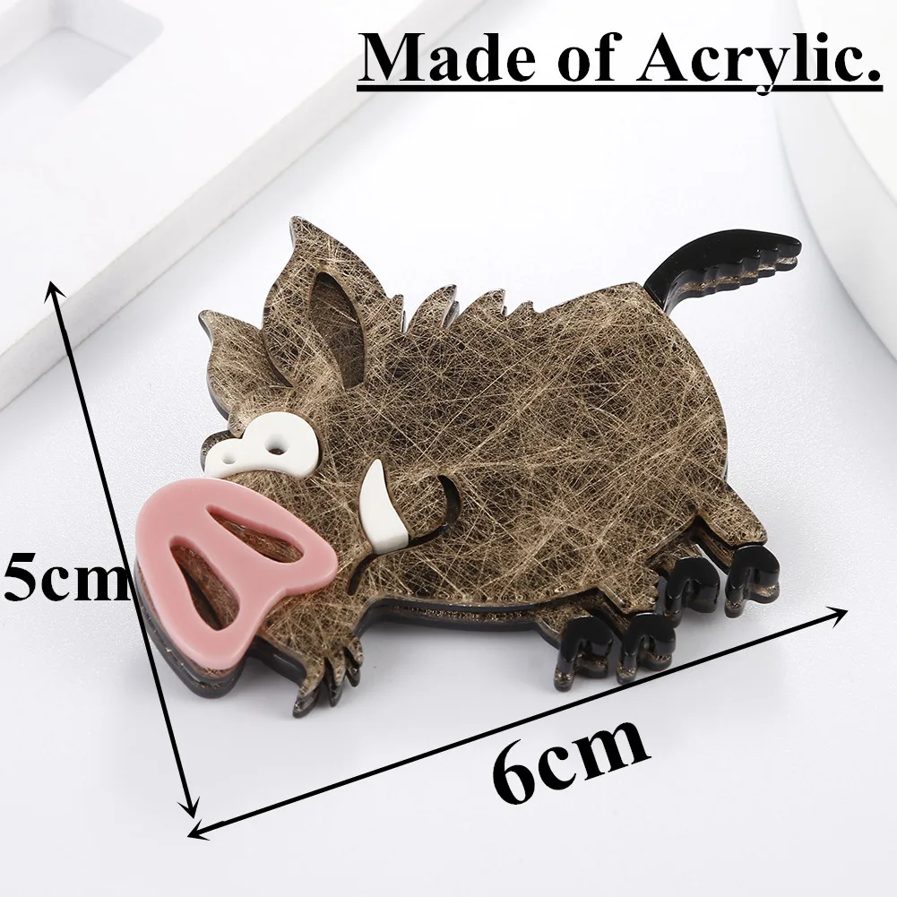 FishSheep New Cute Acrylic Pig Wild Boar Brooches Pins for Women Big Resin Animal Style Brooch Clothing Accessories Gift