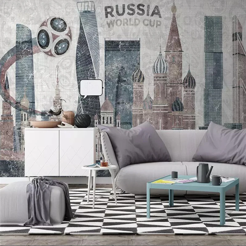 

wellyu Custom wallpaper Russian European modern minimalist city architecture TV background wall custom large mural wallpaper