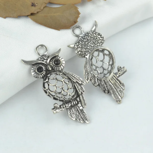 5pcs alloy Tibetan Silver Plated owl Charms Pendants for Jewelry Making DIY Handmade Craft 45*24mm D155