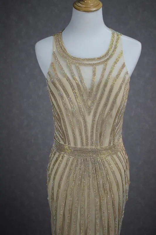 Robe de soirée luxueuse et longue, Champagne, sans manches, Sexy, avec perles, cristal, bal de promo, G092, 2019, 2019