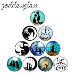 Lovely Cartoon Cats beauty 10pcs 12mm/18mm/20mm/25mm Round photo glass cabochon demo flat back Making Finals