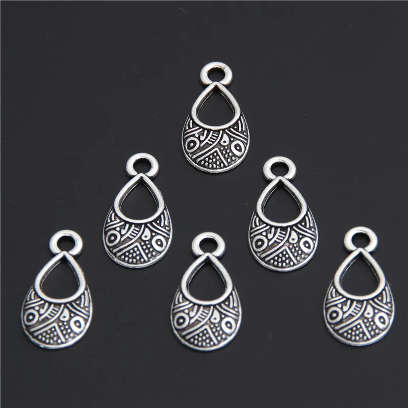 100pcs  Silver Color Small Visor with hole Charms cute Pendant for diy jewelry accessories handmade making 9x17mm A2990