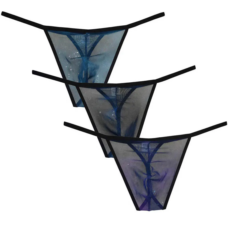 Men See-through Mesh G-string Underwear Skinny Sides Bikini Thong Lingerie Tanga