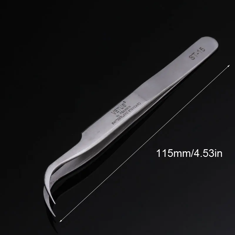 Vetus ST-15 Stainless Steel Precision Tweezers Multifunctional Curved Tip Pincet for Mobile Phone Repair Hand Tools