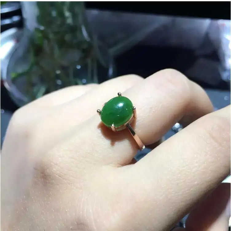 

Free shipping Woman Ring Natural Hetian Jasper Ring 925 sterling silver Ring Wholesales Fine jewelry Gem Size 8*11mm