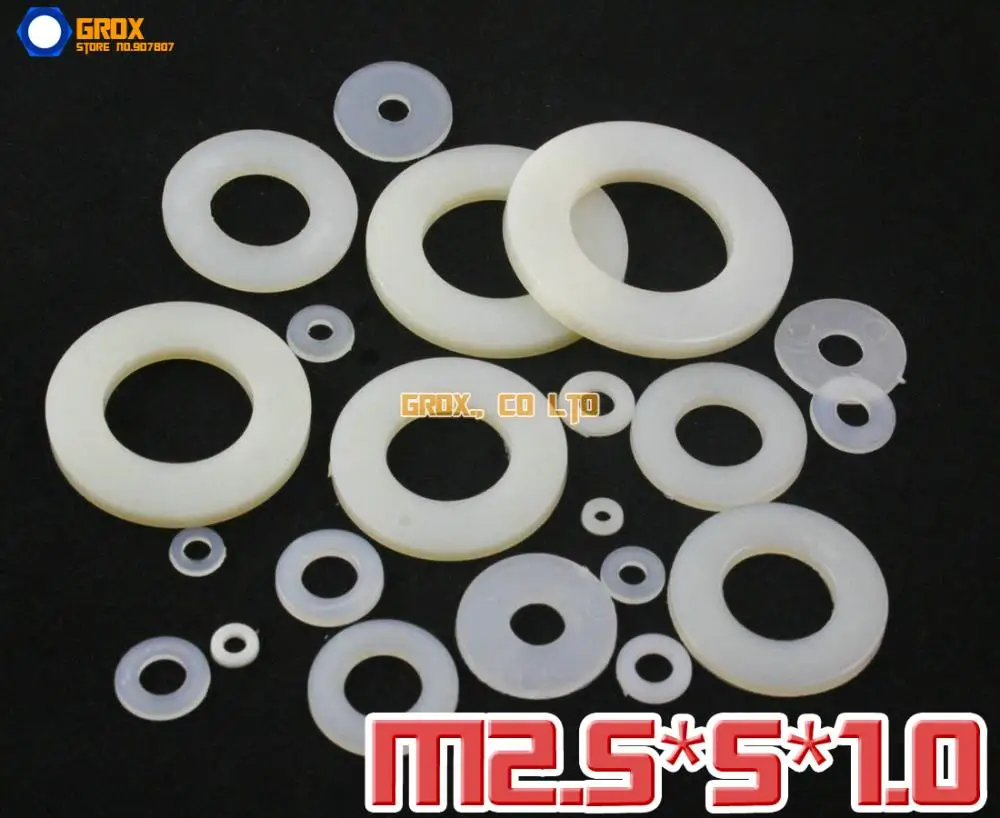 

1000 Pieces M2.5 x 5 x 1.0mm Nylon Flat Washer Insulation Washer