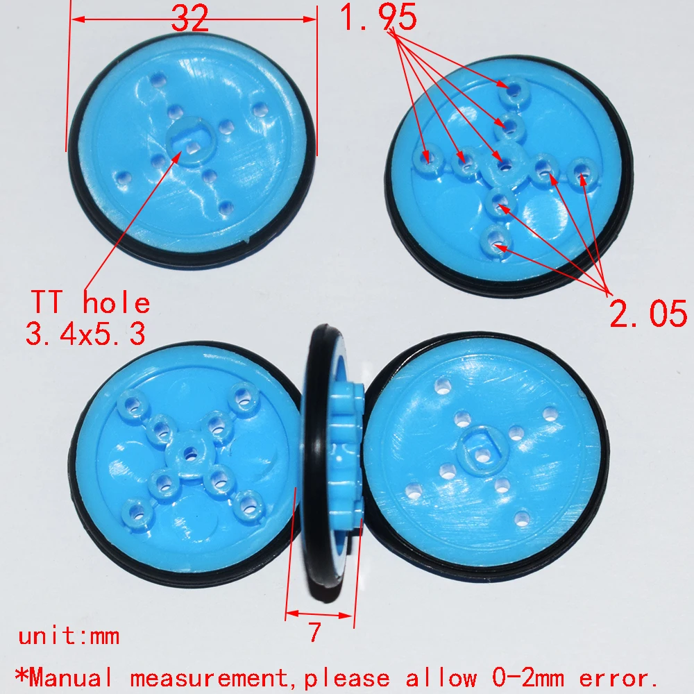 10/100pcs 소년을위한 32mm 2mm 구멍 구멍 고무 바퀴 dron rc 차 비행기 로봇 아이 장난감 diy 아기 부속품 montessori WRZ322AB