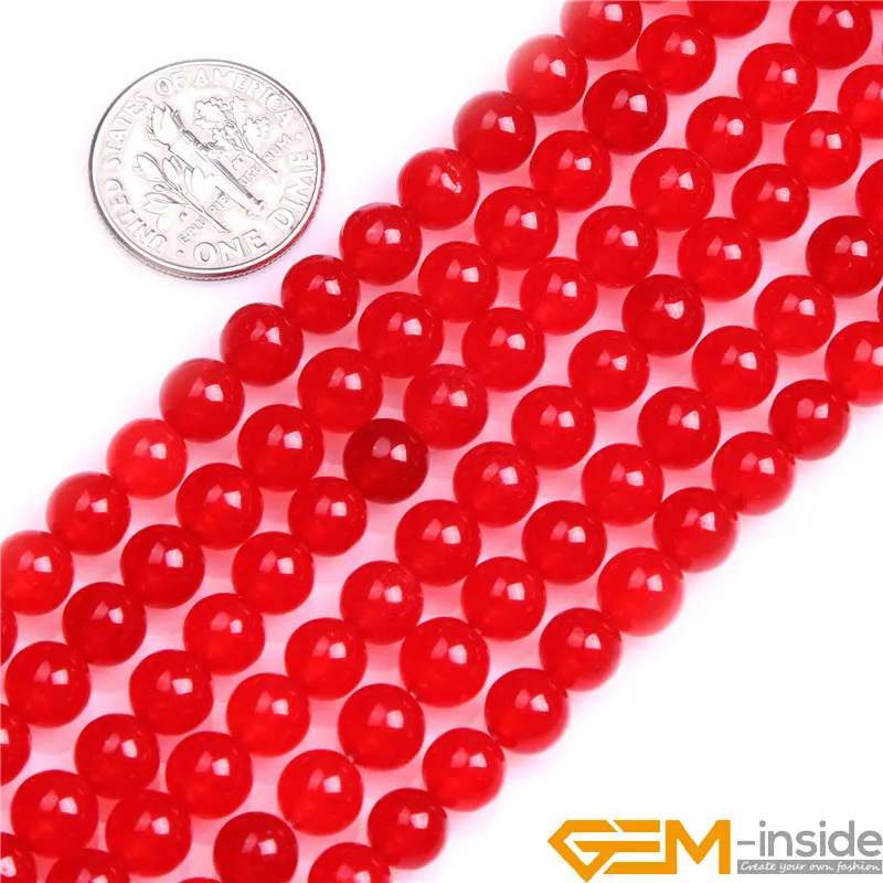 Red Jades Round Loose Beads For Jewelry Making Strand 15\