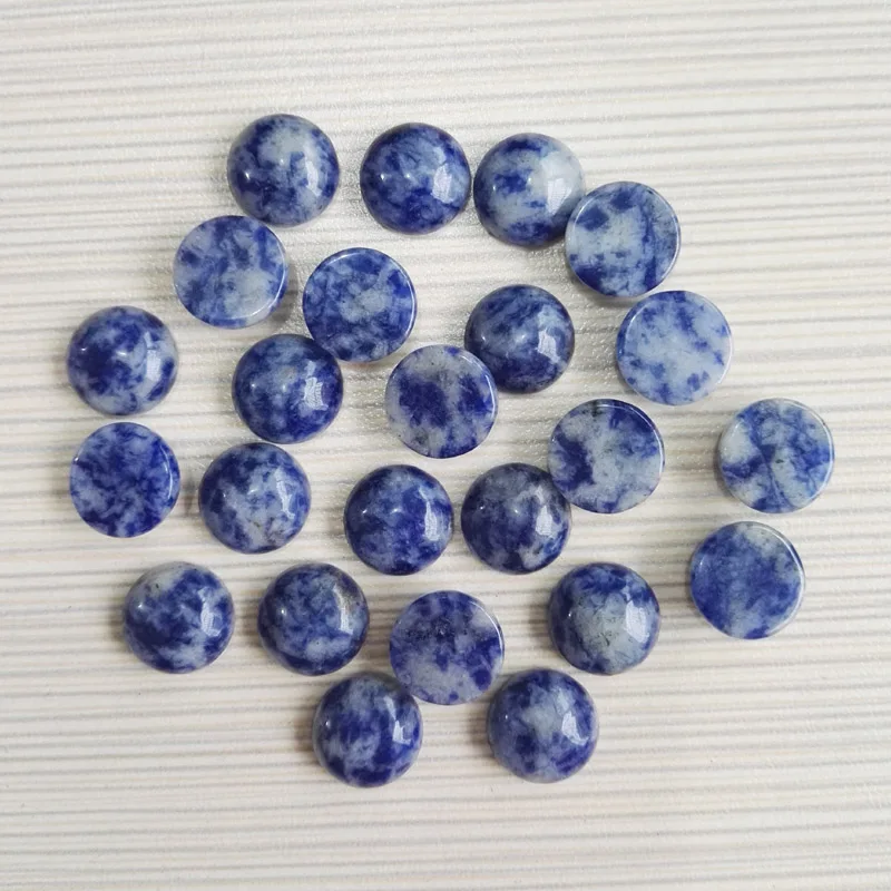 Fashion 12x12mm natural Sodalite stone beads round Blue and white porcelain CAB CABOCHON loose beads for jewelry 50pcs