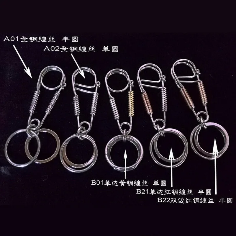 Multi-Function Creative Carabiner Stainless Steel Keychains Brass Wrapped Wire Car Buckle Waist Hanging Personality Handmade image 2