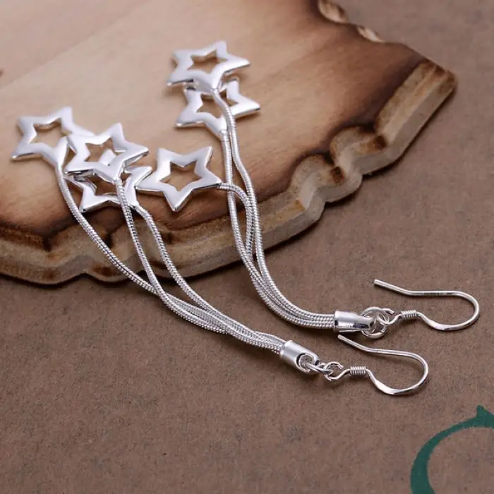 wholesale fashion design beautiful lovely women lady charm silver color classic stars party Earring Jewelry free shipping E161