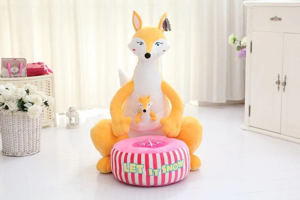 

new yellow plush fox toy cartoon fox sofa children's tatami gift about 70cm